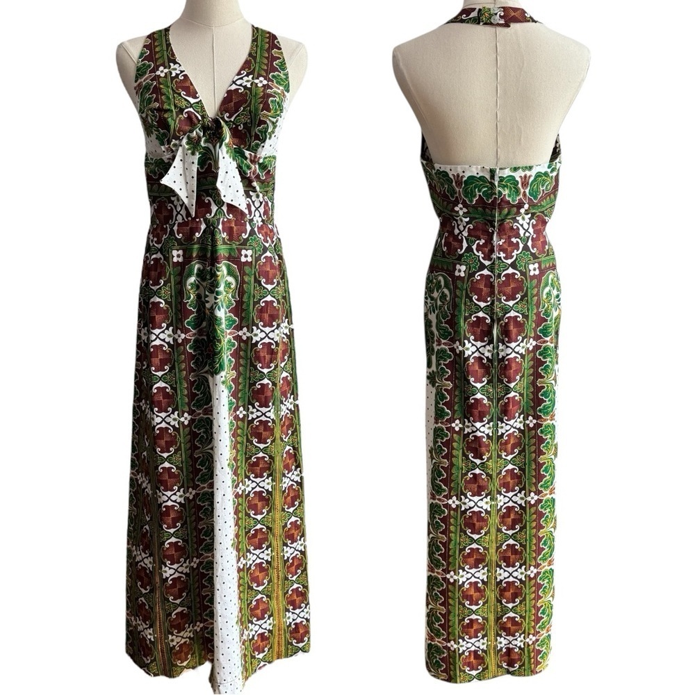 Vintage 70s Antigua Handmade Maxi Dress Sz S Halter Boho Festival Sundress EUC